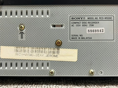 Sony RCD-W500C Cd Changer 5 Discs and CD Recorder * Remote * Fully Serviced * New Belts