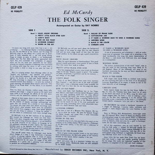Ed McCurdy : The Folk Singer (LP, Album, RE)
