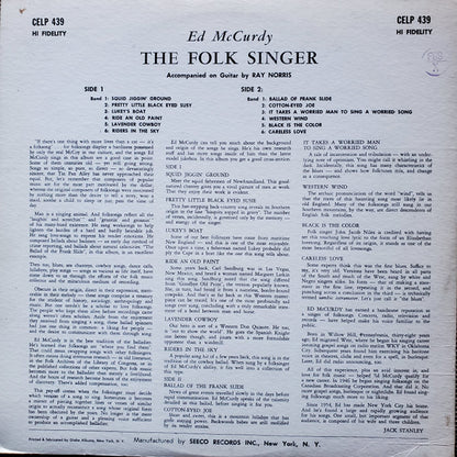 Ed McCurdy : The Folk Singer (LP, Album, RE)