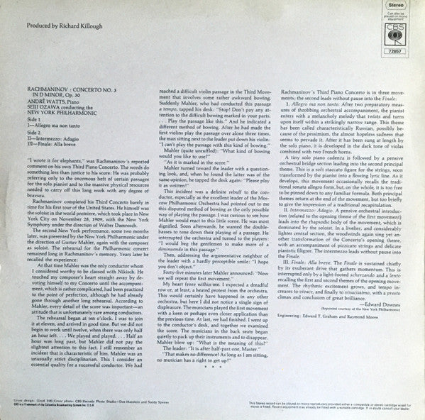 Rachmaninov*, André Watts, Seiji Ozawa, New York Philharmonic : Piano Concerto No. 3 in D minor Op.30 (LP, Album)