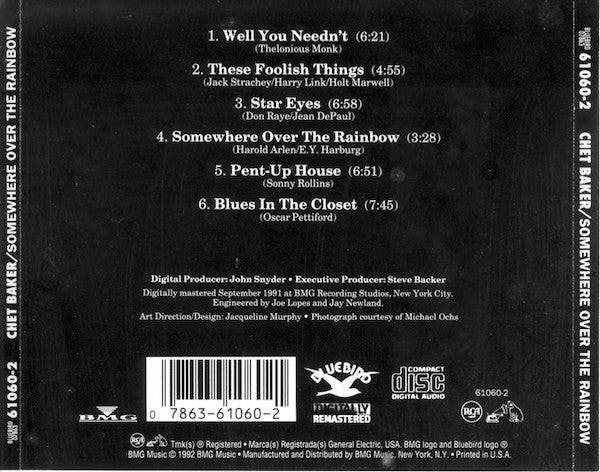 Chet Baker : Somewhere Over The Rainbow (CD, RM)