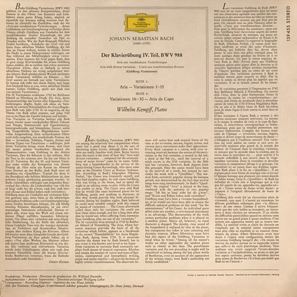Johann Sebastian Bach - Wilhelm Kempff : Goldberg-Variationen BWV 988 (Clavierübung IV) (LP, Album)