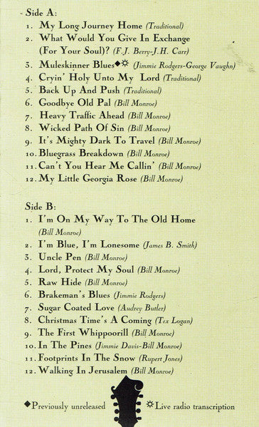 Bill Monroe : The Music Of Bill Monroe (From 1936 to 1994) (4xCass, Comp + Box, Comp)