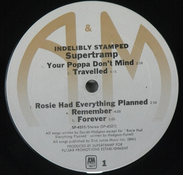 Supertramp : Indelibly Stamped (LP, Album, RE, Gat)