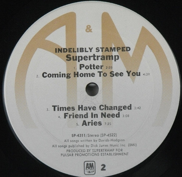 Supertramp : Indelibly Stamped (LP, Album, RE, Gat)