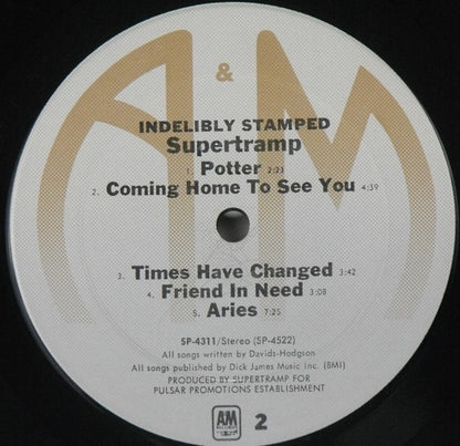 Supertramp : Indelibly Stamped (LP, Album, RE, Gat)
