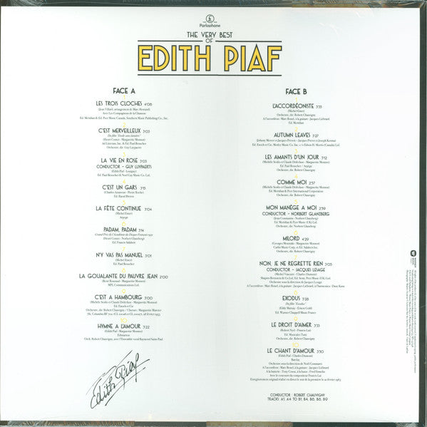 Edith Piaf : The Very Best Of Edith Piaf (LP, Comp, 180)