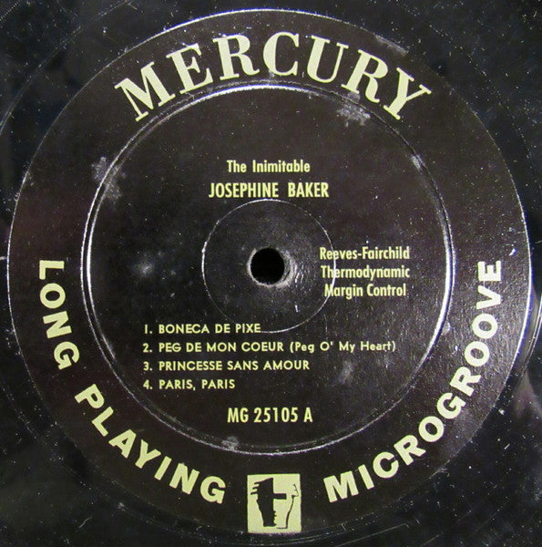 Josephine Baker : The Inimitable Josephine Baker (10", Mono)