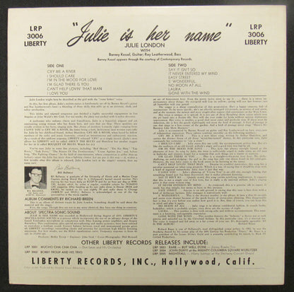 Julie London : Julie Is Her Name (LP, Album, Mono)