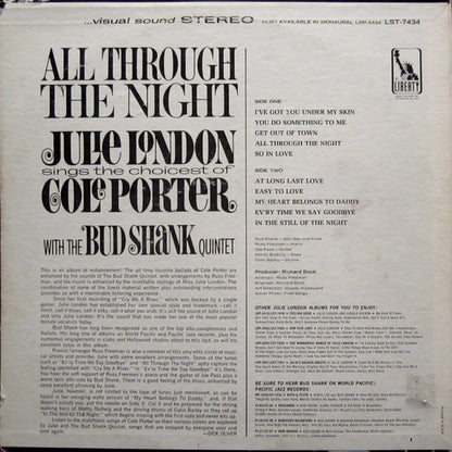 Julie London With The Bud Shank Quintet : All Through The Night (LP, Album, Roc)