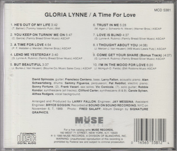 Gloria Lynne : A Time For Love (CD, Album)