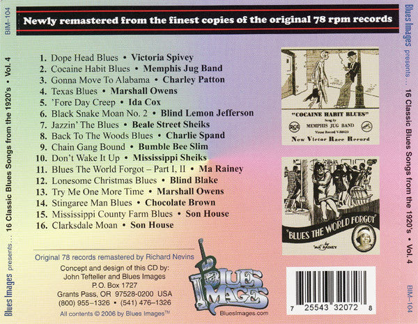 Various : 16 Classic Blues Songs From The 1920's: Vol. 4 (CD, Comp, RM)
