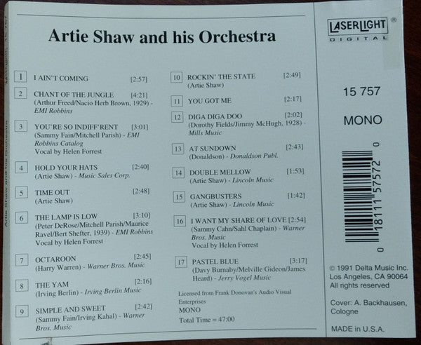 Artie Shaw & His Orchestra* : Artie Shaw & His Orchestra (CD, Comp, Mono)