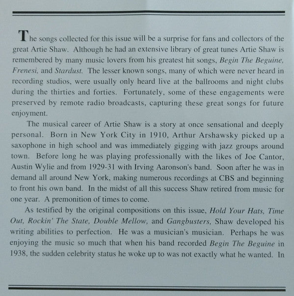 Artie Shaw & His Orchestra* : Artie Shaw & His Orchestra (CD, Comp, Mono)