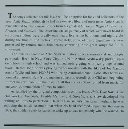 Artie Shaw & His Orchestra* : Artie Shaw & His Orchestra (CD, Comp, Mono)