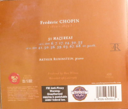 Chopin*, Arthur Rubinstein : 51 Mazurkas (2xCD, RE, RM)