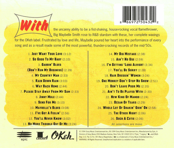 Big Maybelle : The Complete OKeh Sessions 1952-'55 (CD, Comp, Mono, RE)