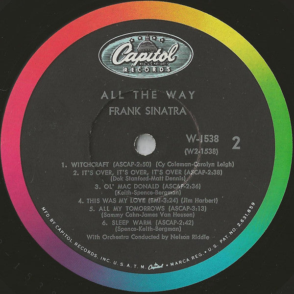 Frank Sinatra : All The Way (LP, Comp, Mono, RE)