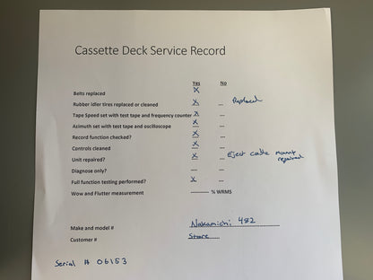 Nakamichi 482 Discrete Head Cassette Deck * Fully Serviced