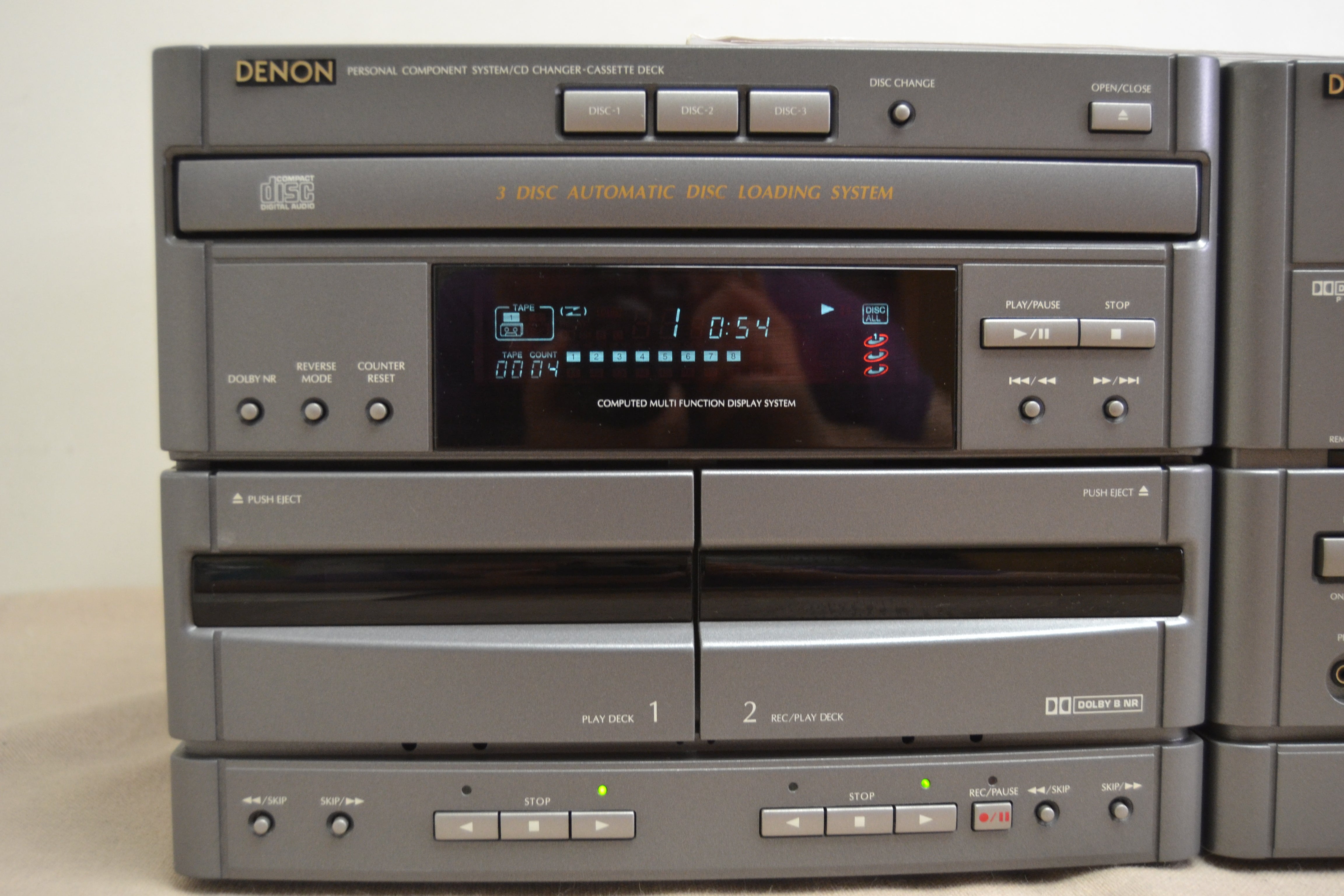 Denon D-1250 Mini Shelf Stereo System * 50W RMS * Remote * Manual