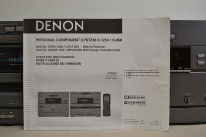 Denon D-1250 Mini Shelf Stereo System * 50W RMS * Remote * Manual