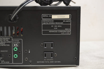 Kenwood KR-A4070  AM/FM Stereo Receiver * 60W RMS * Fully Serviced * Manual