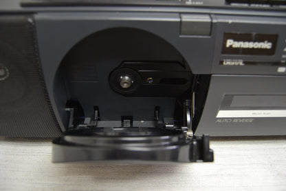 Panasonic RX-DT50, Vertical CD Player Stereo AM / FM Radio Dual Cassette 1980's 8 Fully Serviced * New Belts