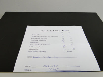 Harman Kardon HK200XM Single Cassette Deck * Fully Serviced * New Belts