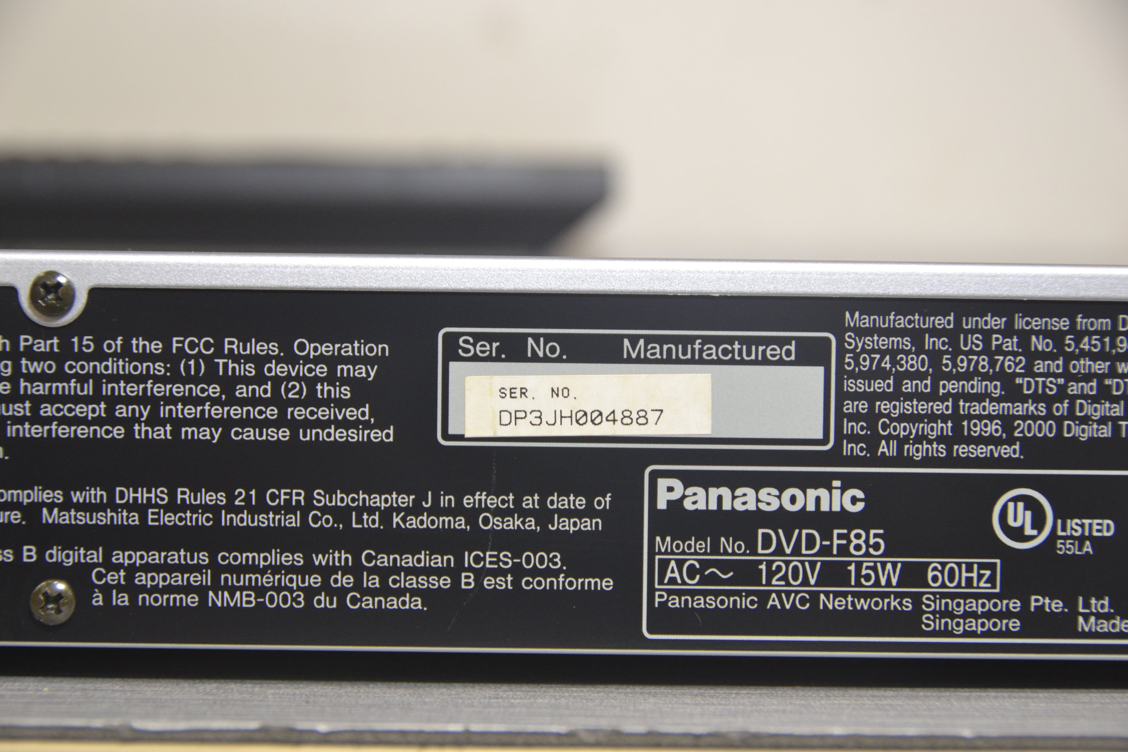 Panasonic DVD-F85 Cd/DVD Carousel * 5 Discs * Remote – The