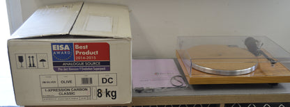 Pro-Ject 1 Expression Carbon Classic Olive Turntable * BOX * New Audio Technica Cartridge