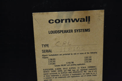 Klipsch Cornwall * 1976 * Brazilian Rosewood * Consecutive Serial