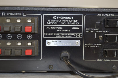 Pioneer SA-510 Integrated Amplifier * 33W RMS * 1980