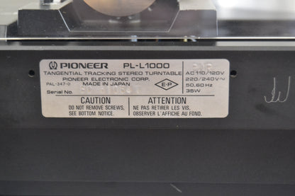 Pioneer PL-1000 Linear Tracking Turntable - Audio Technica AT90 - Original Box