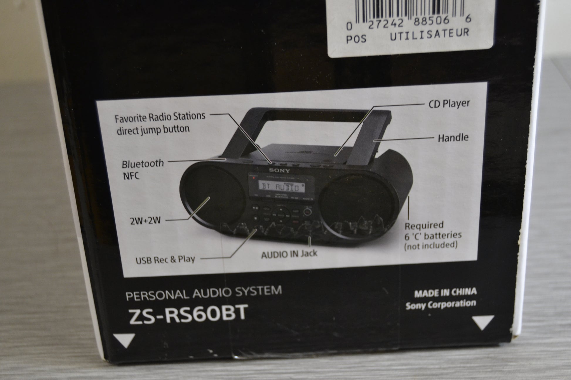Sony ZSRS60BT CD Boombox with Bluetooth, NFC and USB Recorder/Play