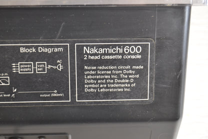 Nakamichi 600 Cassette Deck * Nakamichi Dust Cover * New Belts