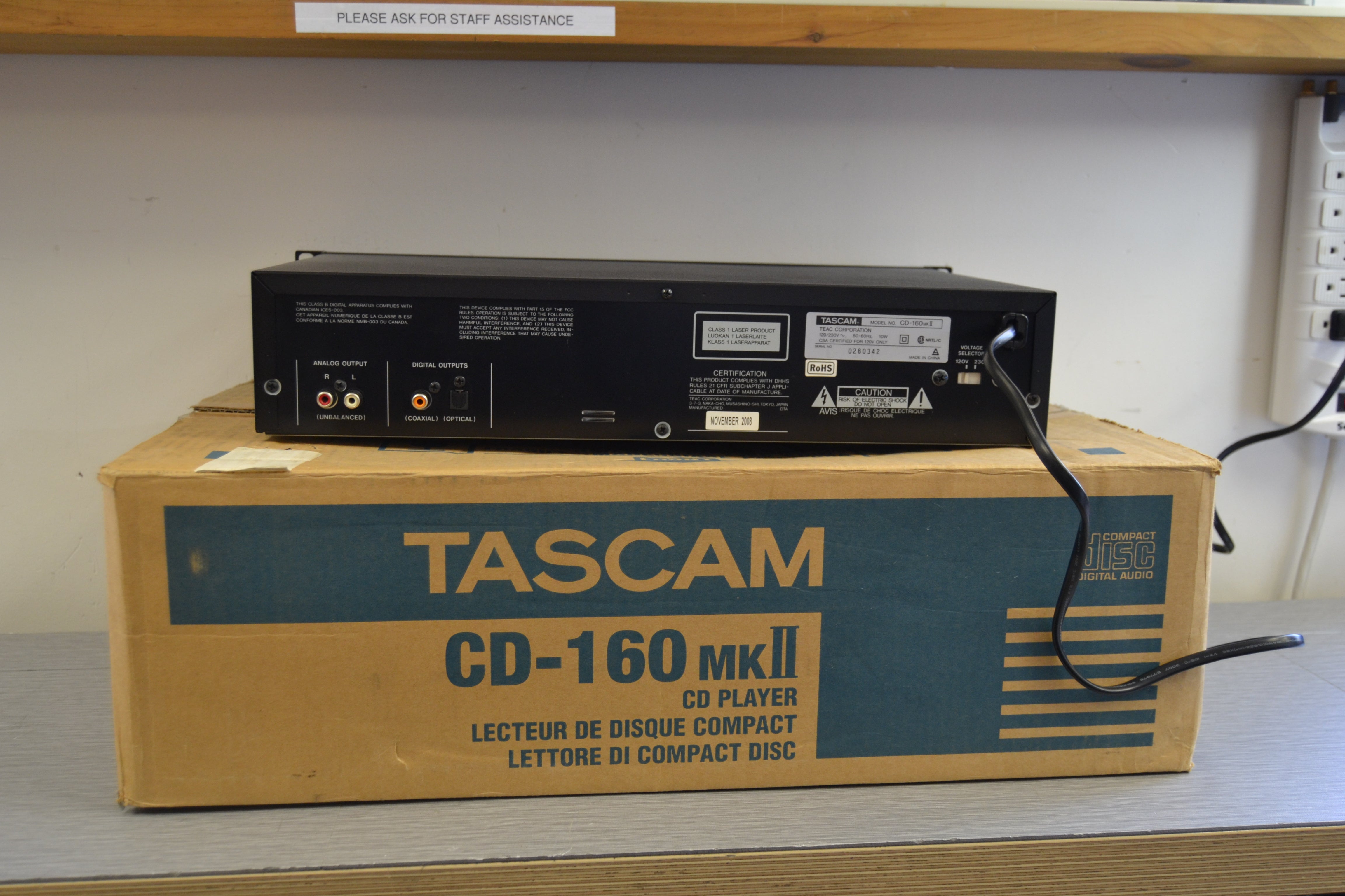 Tascam CD-160 MKII Professional CD Player * Box * Remote * Manual