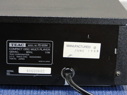 Teac PD-M500 CD Changer * 6 Disc Cartridge * Remote * Manual