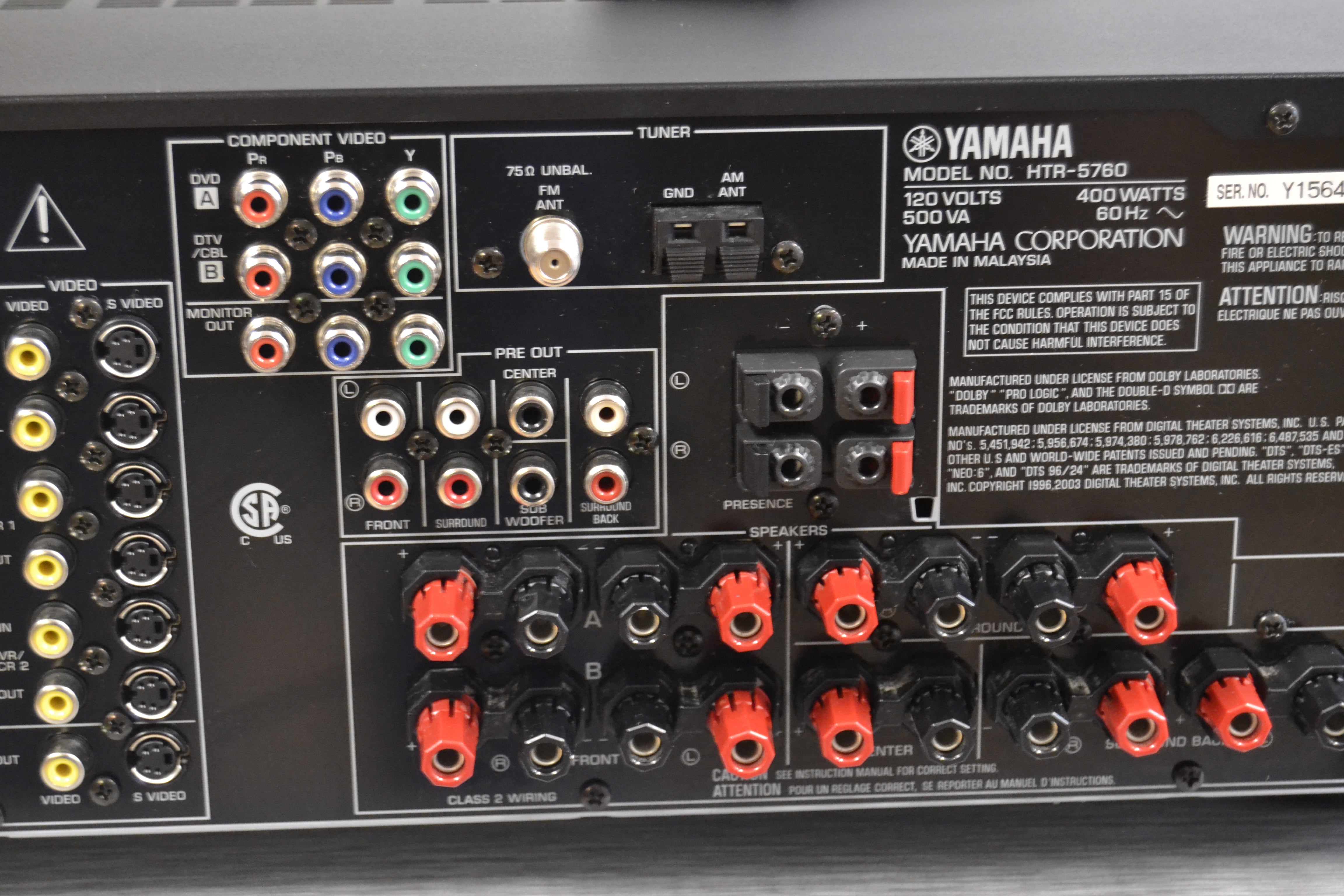 テレビ R Haya Yamaha HTR-5760 AV Stereo Receiver * 95W RMS * 2004 * Remote