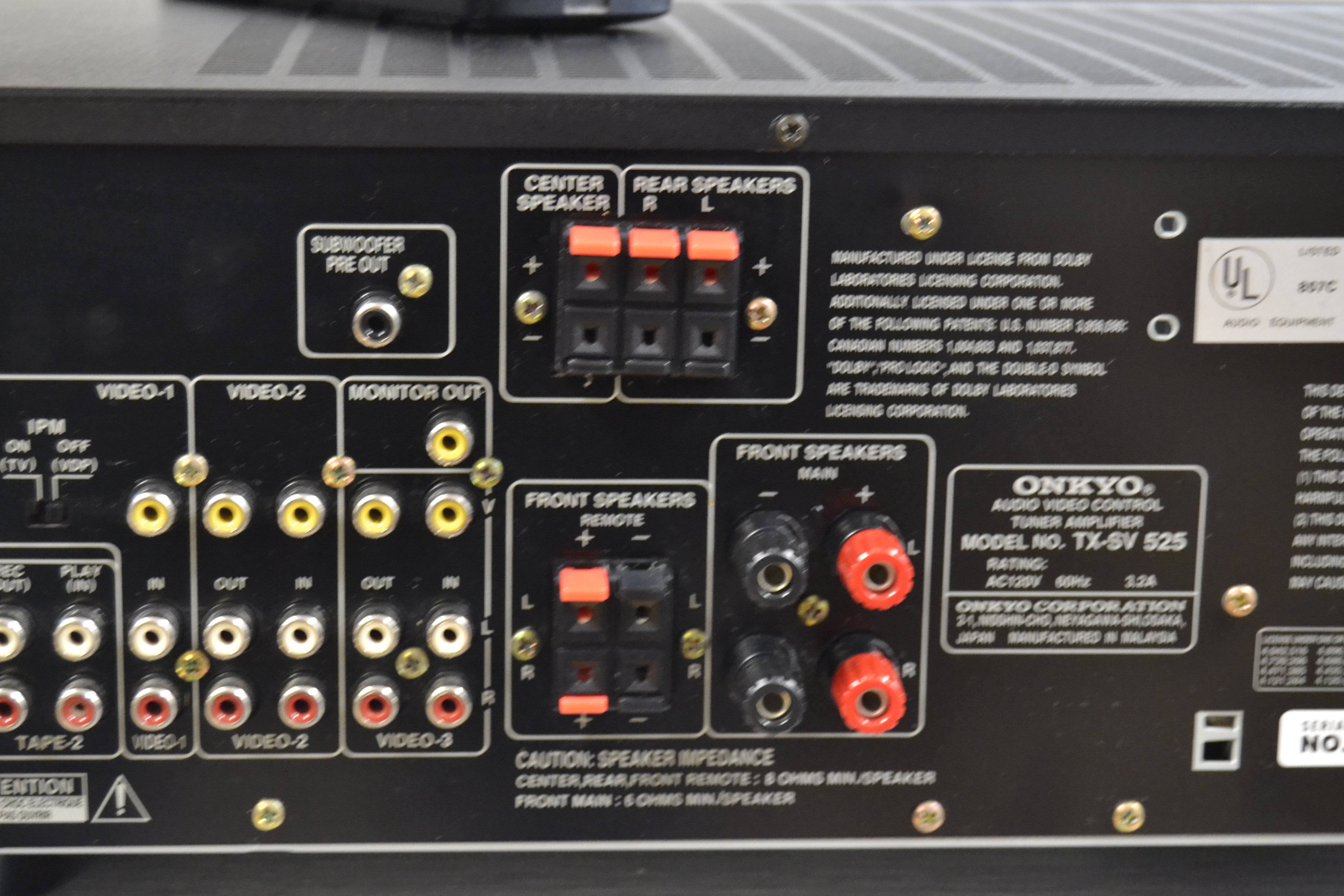 Onkyo TX-SV525 Stereo Receiver * 80W RMS * 1995 * Remote – The