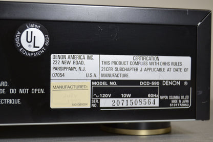 Denon DCD-590 Single Cd Player * Remote Control