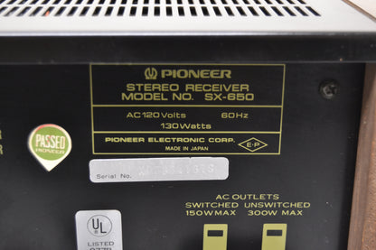 Pioneer SX-650 Stereo Receiver * 35W RMS * 1976