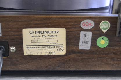 Pioneer PL-12D II Turntable * Box * New Audio Technica AT3600 Cartridge