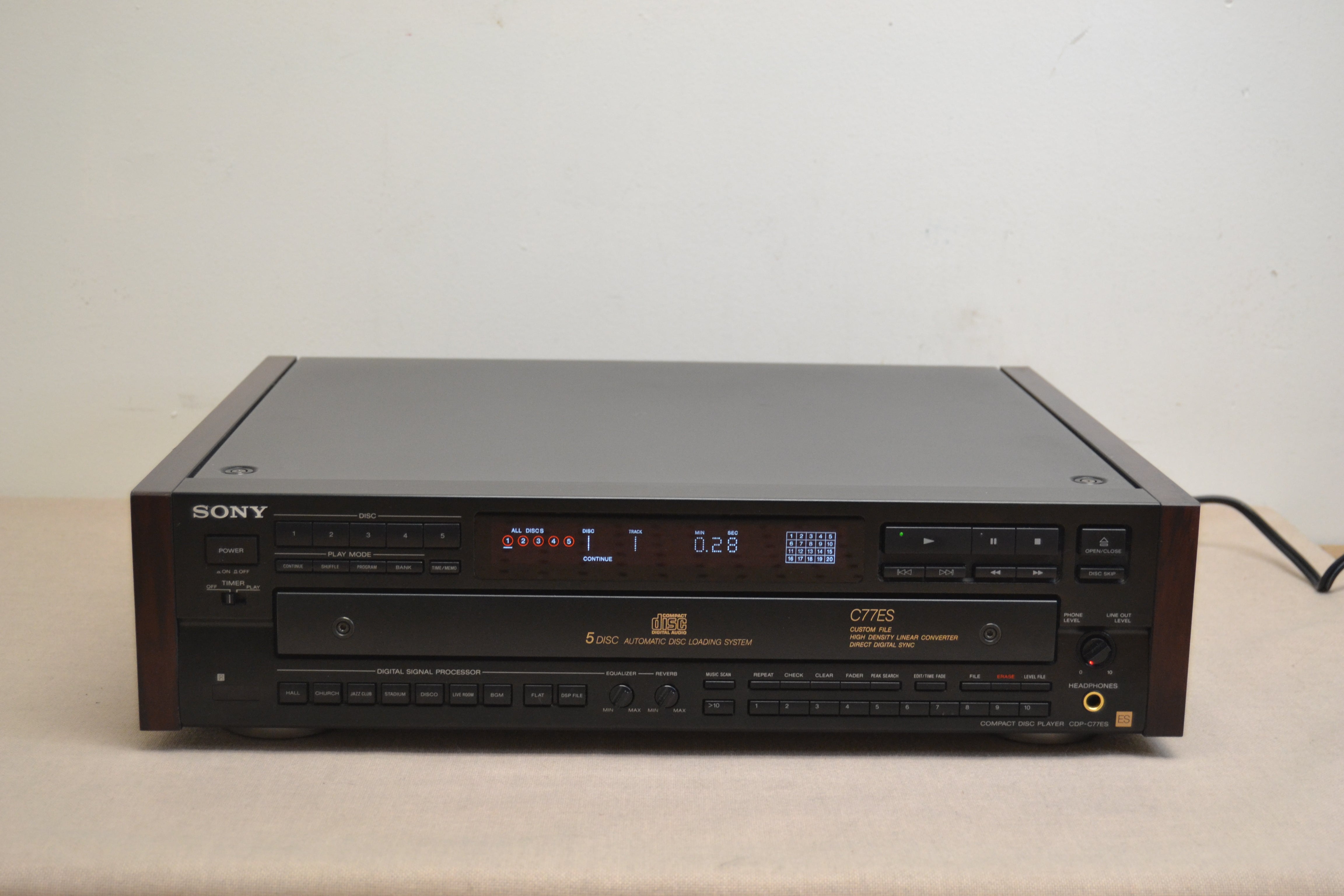 Sony CDP-C77ES Multiplay Compact Disc Player (1991-92) * Wood Grain Sides