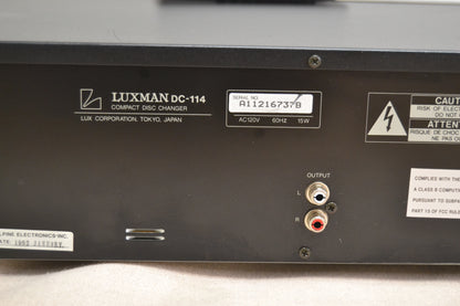 Luxman DC-114 CD Player * 6 Disc Magazine * Single Slot Player * Remote Control * READ