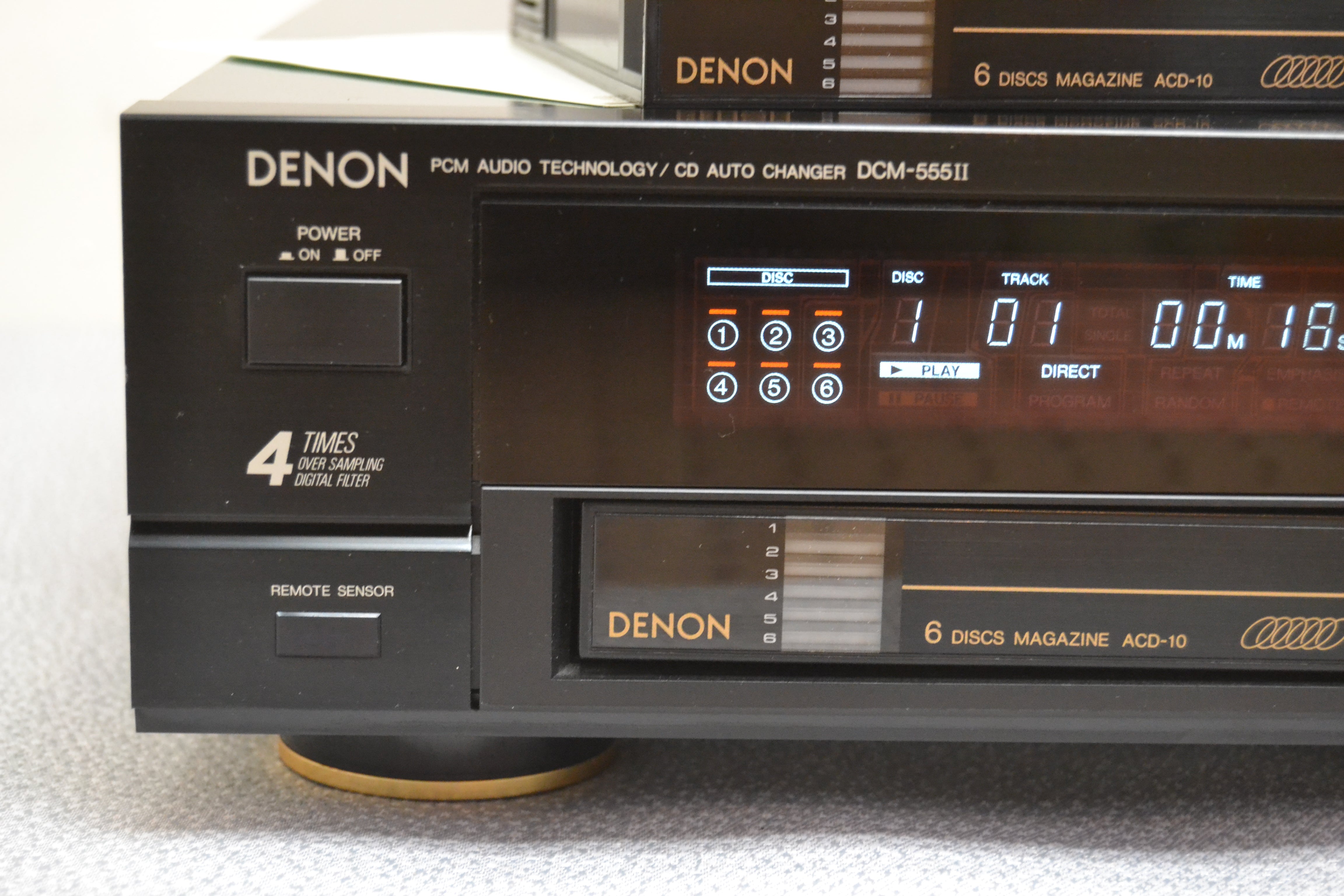 Denon DCM-555II Six Disc Cartridge  CD Changer * Remote * 2nd Cartridge * Manual * Serviced * New Belts
