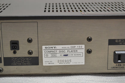 Sony CDP-102 Single CD Player * Remote * Fully Serviced * Made in japan
