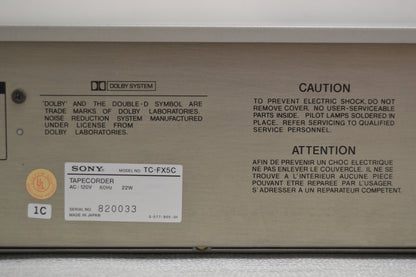 Sony TC-FX5C Stereo Cassette Deck * Fully Serviced * New Belts