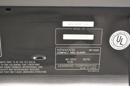 Kenwood DP-3020 Single CD Player * Fully Serviced *