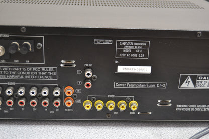 Carver CT-3 Stereo Preamplifier and Tuner * Remote Control *
