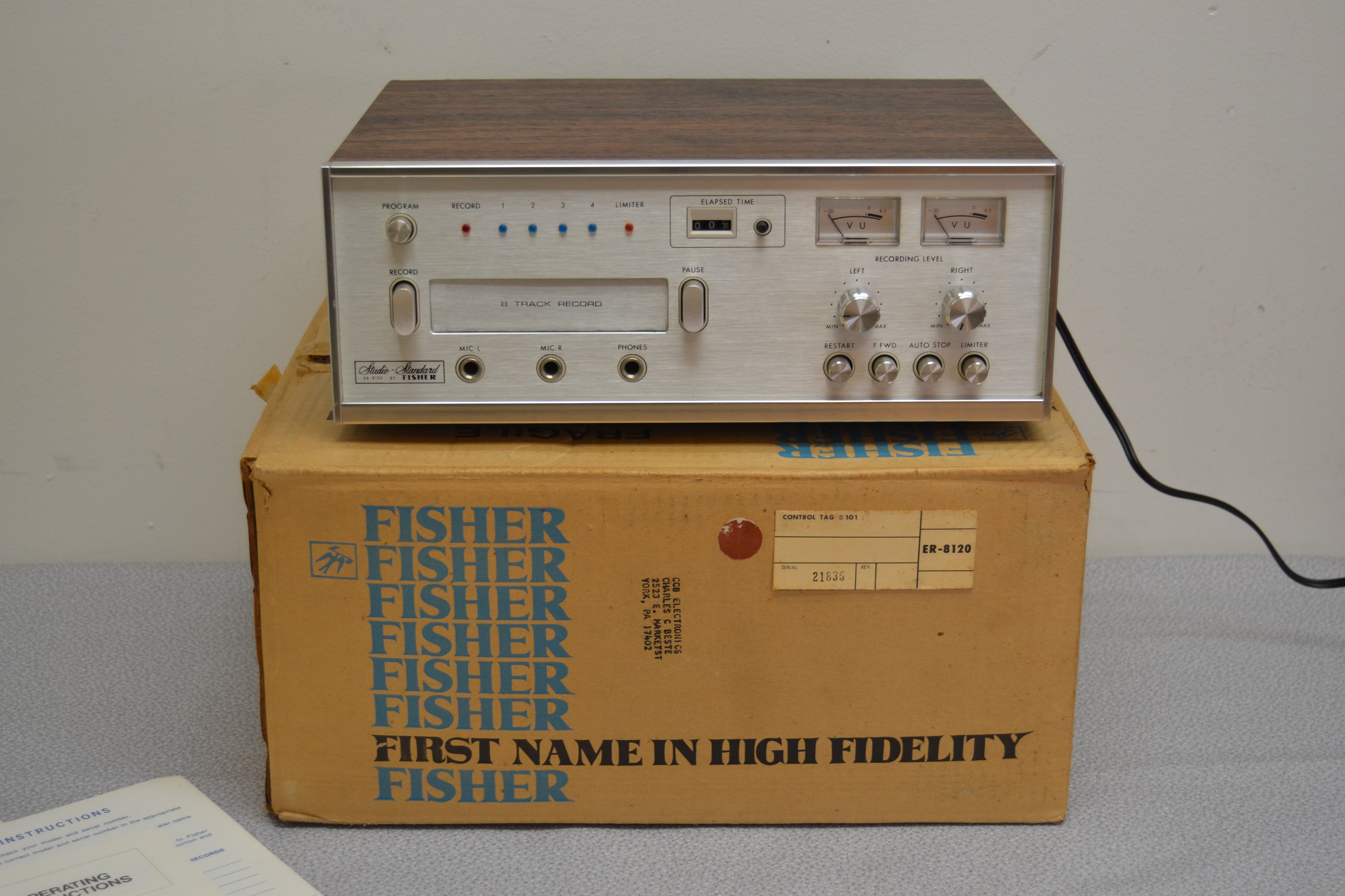 Fisher ER-8120 - 8Track Player / Recorder - Manual - Box